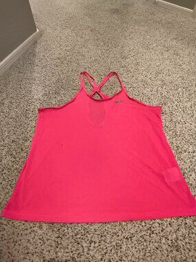 Nike | Dri-Fit Sheer Racerback Keyhole Tank Top | Neon Hot Pink | Size M